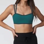 Women's Double Strap Sports Bra with Contrast Binding yoga — custom OEM activewear by New Dong Huang