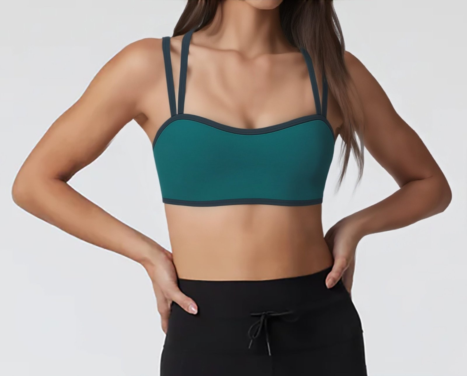 Women's Double Strap Sports Bra with Contrast Binding yoga — custom OEM activewear by New Dong Huang