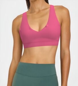 Women's Seamless V-Neck Sports Bra Medium Support running — custom OEM activewear by New Dong Huang