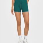 Women's High-Waisted Athletic Shorts with Contrast Binding yoga — custom OEM activewear by New...