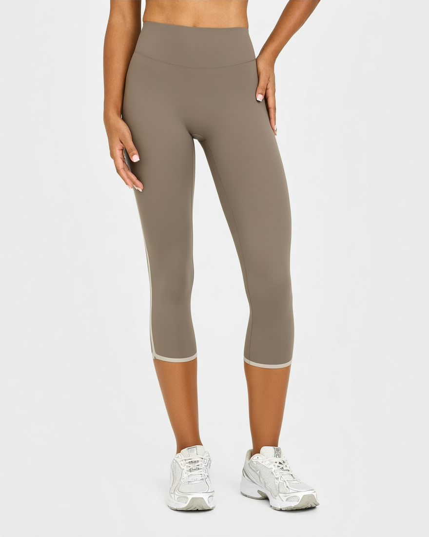 Women's High-Waisted Capri Leggings with Contrast Trim yoga — custom OEM activewear by New Dong...