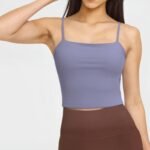 Women's Cropped Cami Sports Bra with Built-In Shelf running — custom OEM activewear by New Dong...