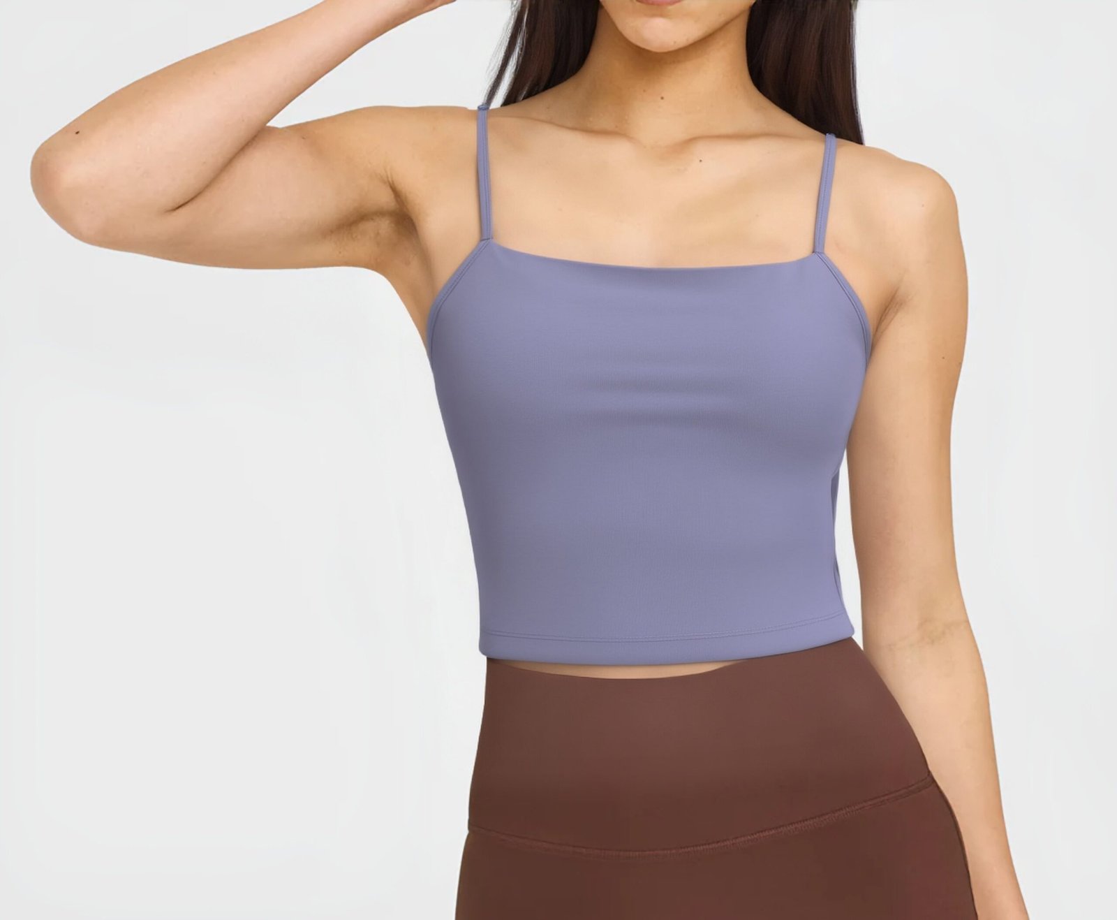 Women's Cropped Cami Sports Bra with Built-In Shelf running — custom OEM activewear by New Dong...