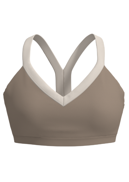 Women's V-Neck Sports Bra with Contrast Binding running — custom OEM activewear by New Dong Huang