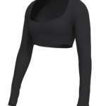 Women's Long Sleeve Crop Top with Sweetheart Neckline yoga — custom OEM activewear by New Dong Huang