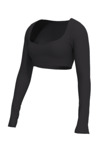 Women's Long Sleeve Crop Top with Sweetheart Neckline yoga — custom OEM activewear by New Dong Huang