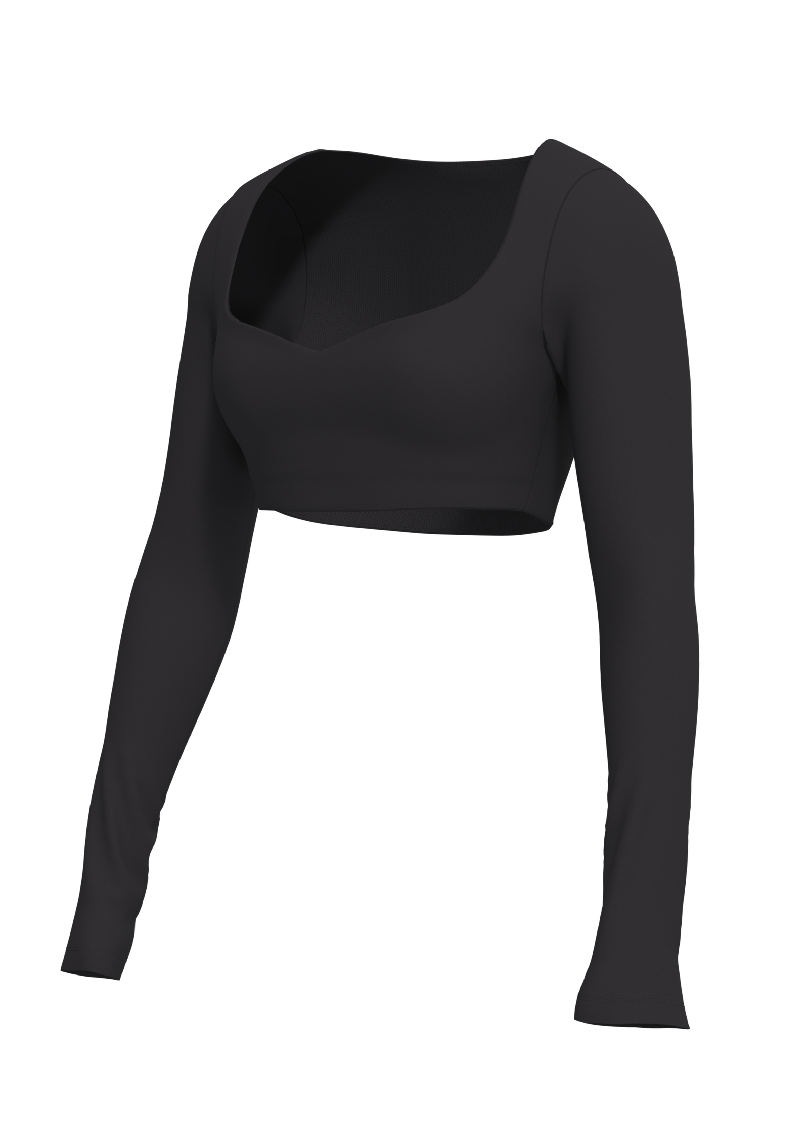 Women's Long Sleeve Crop Top with Sweetheart Neckline yoga — custom OEM activewear by New Dong Huang