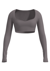 Women's Long Sleeve Crop Top with Sweetheart Neckline yoga — custom OEM activewear by New Dong Huang