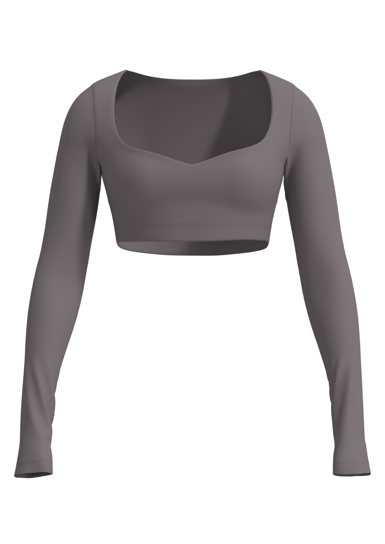 Women's Long Sleeve Crop Top with Sweetheart Neckline yoga — custom OEM activewear by New Dong Huang