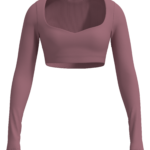 Women's Long Sleeve Crop Top with Sweetheart Neckline yoga — custom OEM activewear by New Dong Huang