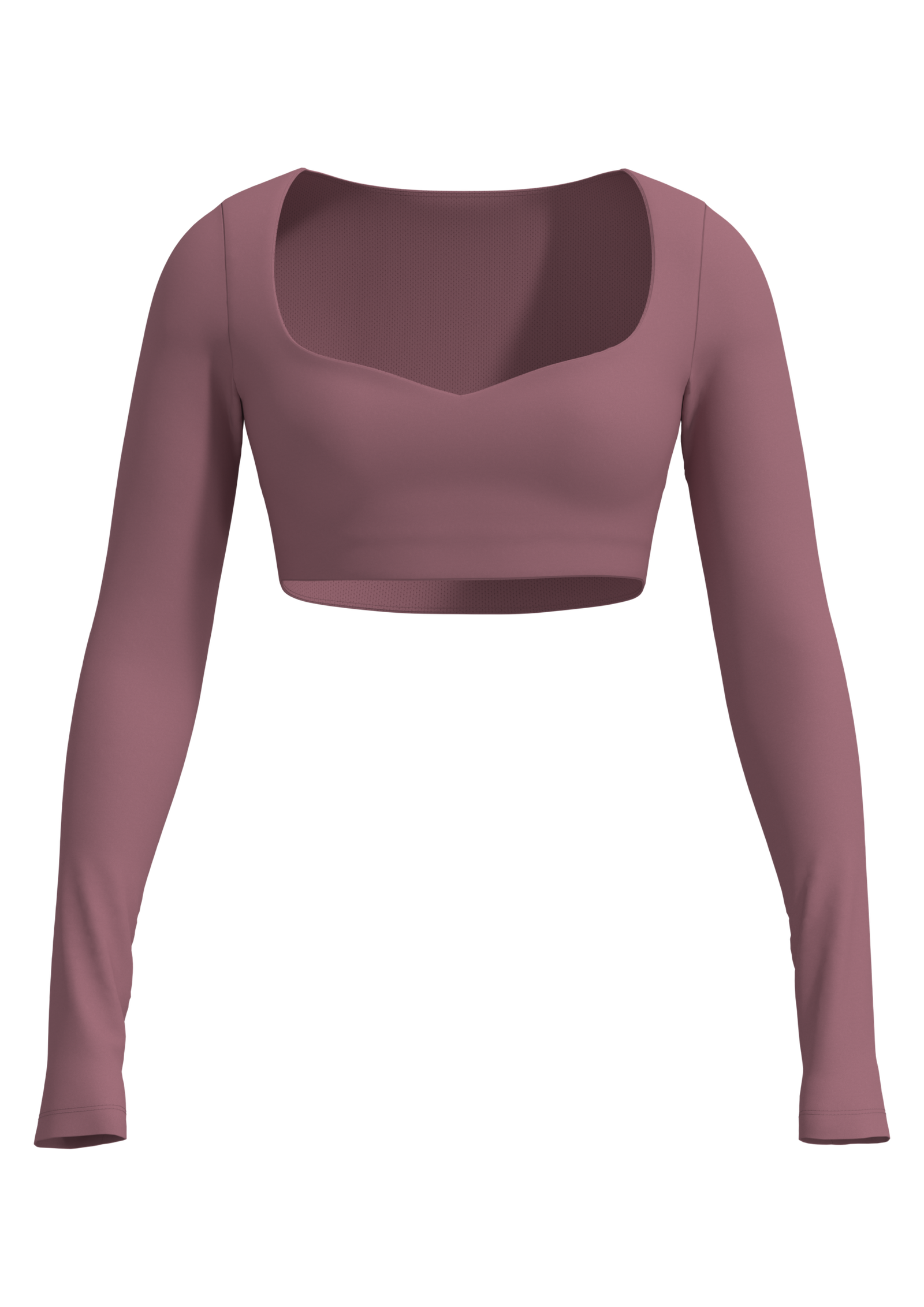Women's Long Sleeve Crop Top with Sweetheart Neckline yoga — custom OEM activewear by New Dong Huang