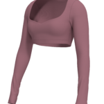 Women's Long Sleeve Crop Top with Sweetheart Neckline yoga — custom OEM activewear by New Dong Huang