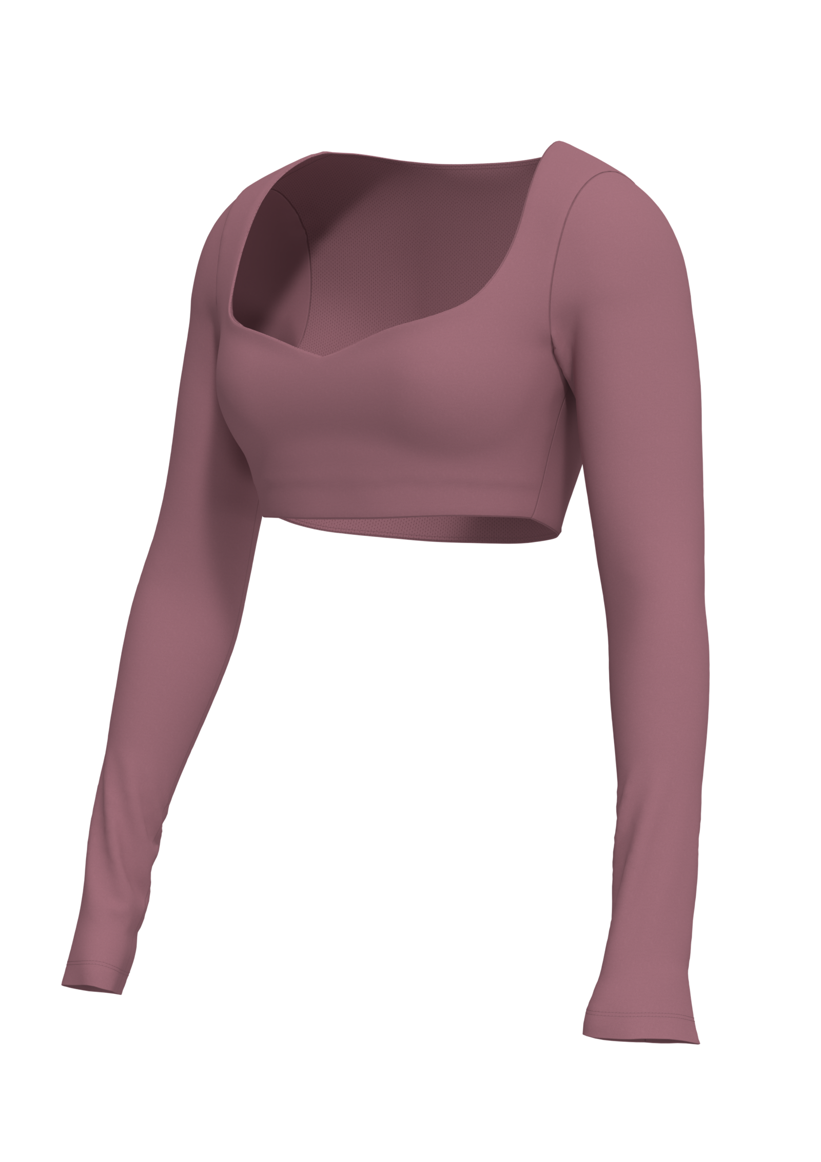 Women's Long Sleeve Crop Top with Sweetheart Neckline yoga — custom OEM activewear by New Dong Huang