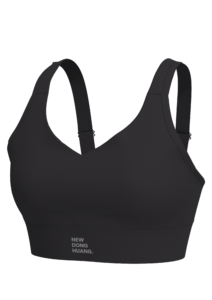 Women's V-Neck Racerback Sports Bra with Wide Band running — custom OEM activewear by New Dong Huang