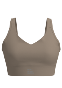 Women's V-Neck Racerback Sports Bra with Wide Band running — custom OEM activewear by New Dong Huang