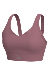 Women's V-Neck Racerback Sports Bra with Wide Band running — custom OEM activewear by New Dong Huang