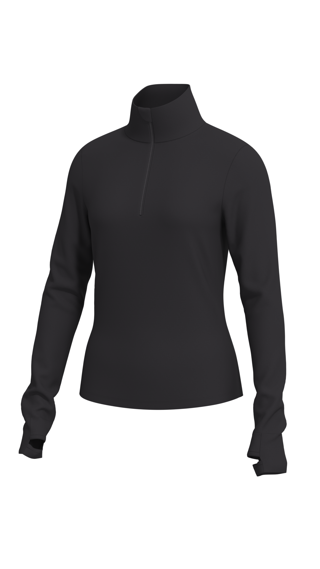 Women's Half-Zip Thermal Running Top with Thumbholes outdoor — custom OEM activewear by New Dong...