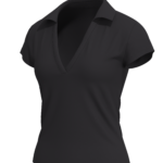 Women's V-Neck Polo Shirt with Short Sleeves running — custom OEM activewear by New Dong Huang