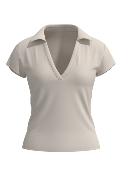 Women's V-Neck Polo Shirt with Short Sleeves running — custom OEM activewear by New Dong Huang