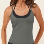 Women's Scoop Neck Tank Top with Contrast Bra Lining running — custom OEM activewear by New Dong...