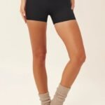 Women's High-Rise Bike Shorts with Contrast Waistband Trim running — custom OEM activewear by...