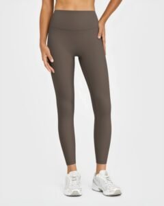 Women's High-Waisted 7/8 Length Leggings running — custom OEM activewear by New Dong Huang