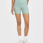 Women's High-Rise Bike Shorts with Cross-Over Waistband running — custom OEM activewear by New...