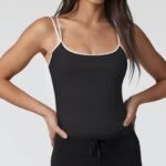Women's Double Strap Cami Tank Top with Contrast Binding running — custom OEM activewear by New...