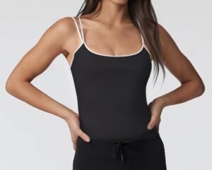 Women's Double Strap Cami Tank Top with Contrast Binding running — custom OEM activewear by New...