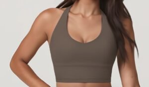 Women's Racerback Crop Tank with Built-In Bra yoga — custom OEM activewear by New Dong Huang
