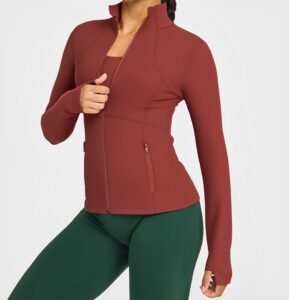 Women's Full Zip Athletic Jacket with Thumbholes and Pockets outdoor — custom OEM activewear by...