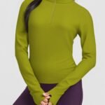 Women's Half Zip Pullover with Thumbholes outdoor — custom OEM activewear by New Dong Huang