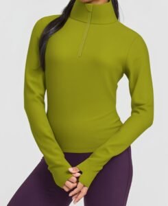 Women's Half Zip Pullover with Thumbholes outdoor — custom OEM activewear by New Dong Huang