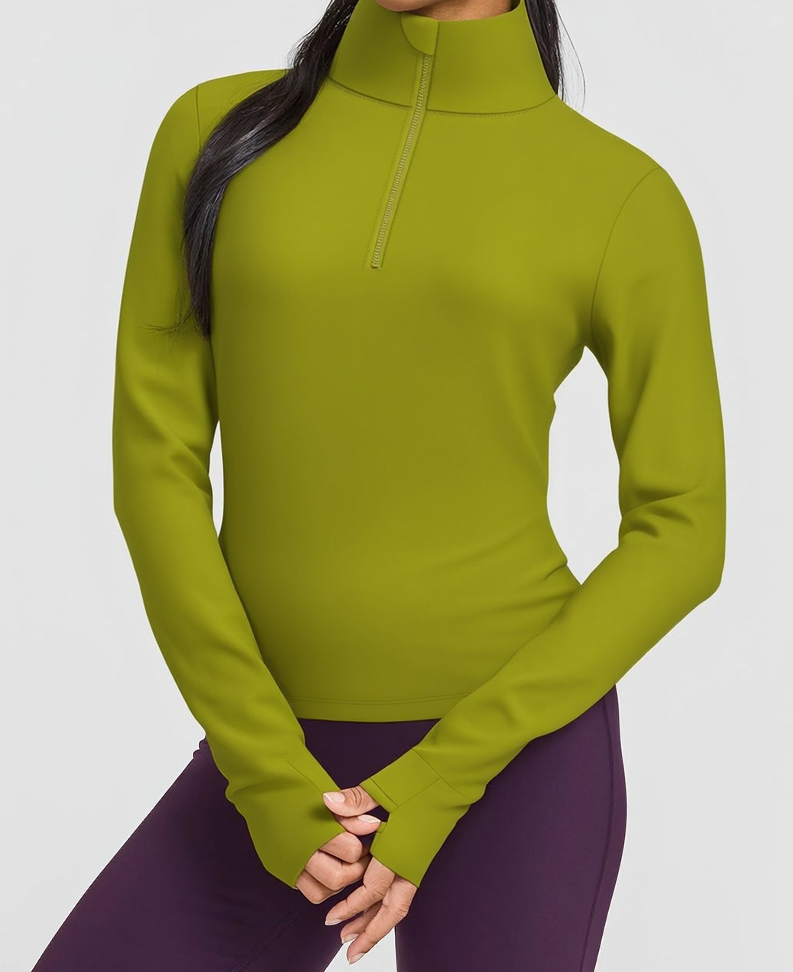 Women's Half Zip Pullover with Thumbholes outdoor — custom OEM activewear by New Dong Huang