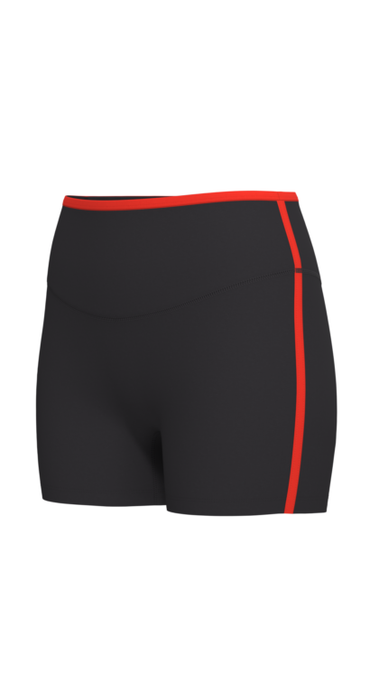 Women's High-Rise Bike Shorts with Contrast Waistband Trim running — custom OEM activewear by...