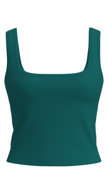 Women's Square Neck Tank Top with Built-In Bra running — custom OEM activewear by New Dong Huang