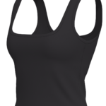 Women's Square Neck Tank Top with Built-In Bra running — custom OEM activewear by New Dong Huang