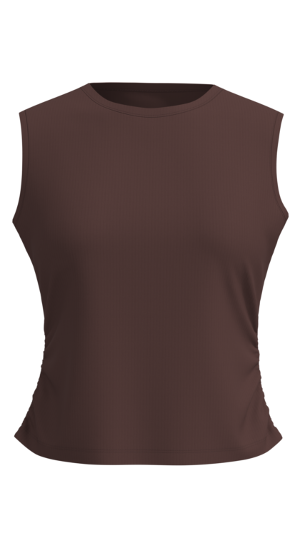 Women's Ribbed Mock Neck Sleeveless Tank Top running — custom OEM activewear by New Dong Huang