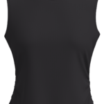 Women's Ribbed Mock Neck Sleeveless Tank Top running — custom OEM activewear by New Dong Huang