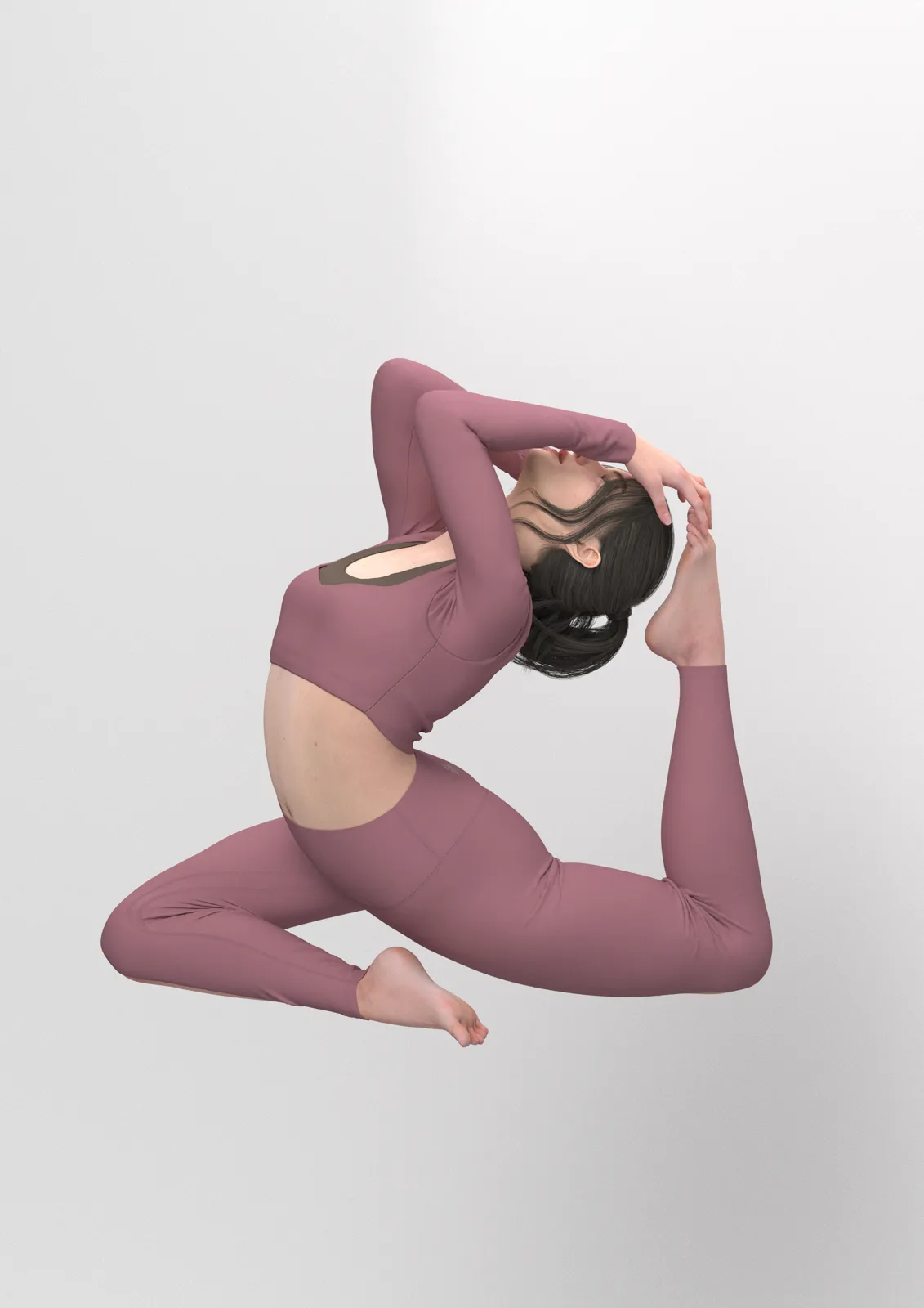 Yoga set in a standing stretch pose, 3D sample